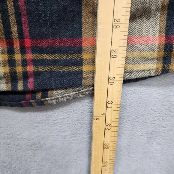 Orvis Shacket XL Men Brown Plaid Flannel Cotton Button Front Outdoor Camp Cabin - Picture 13 of 16